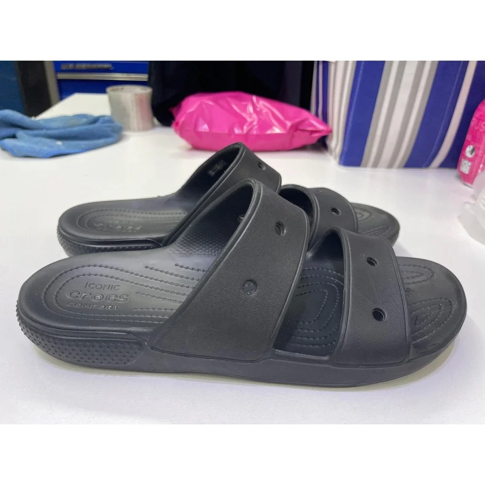 Crocs Classic Sandal Black Two Strap Slide Mens 12 206761-001